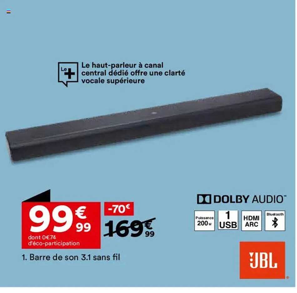 1. Barre de son 3.1 sans fil