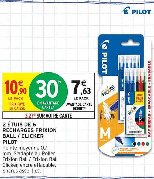 2 ÉTUIS DE 6 RECHARGES FRIXION BALL / CLICKER PILOT