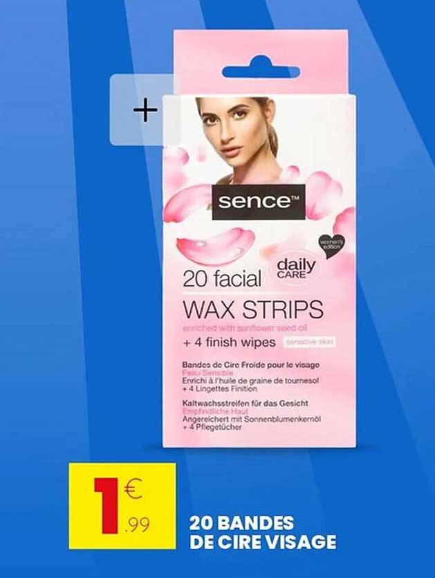 20 BANDES DE CIRE VISAGE