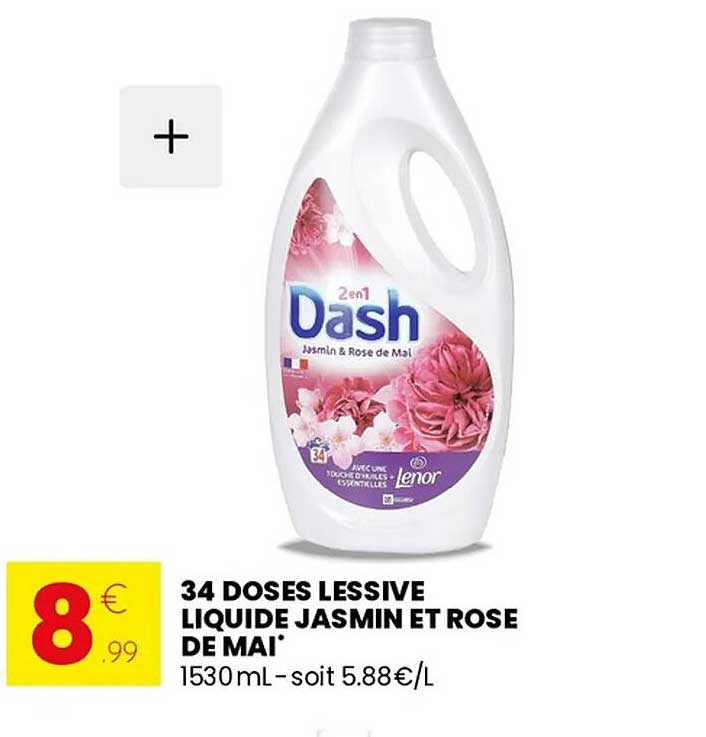 34 DOSES LESSIVE LIQUIDE JASMIN ET ROSE DE MAI