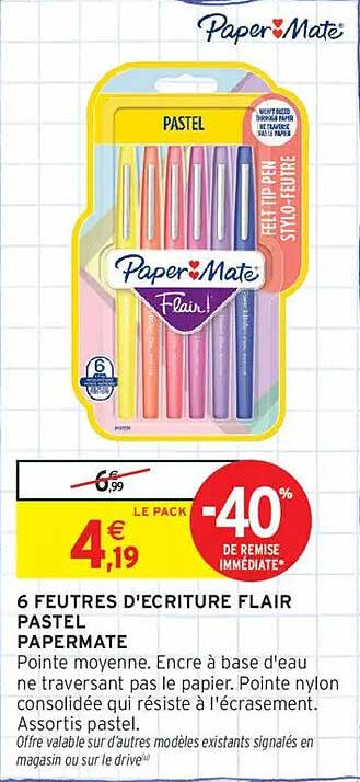 6 FEUTRES D'ÉCRITURE FLAIR PASTEL PAPER MATE
