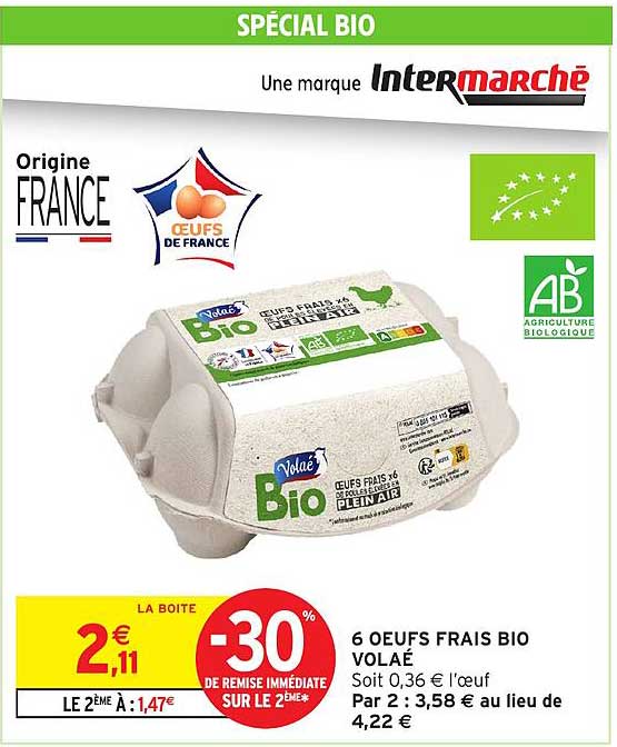 6 OEUFS FRAIS BIO VOLAÉ