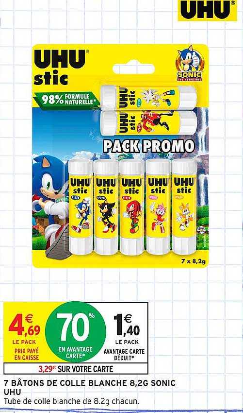 7 BÂTONS DE COLLE BLANCHE 8,2G SONIC UHU