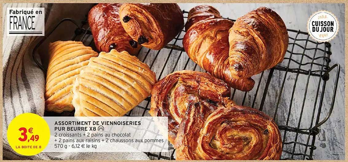 ASSORTIMENT DE VIENNOISERIES PUR BEURRE X8