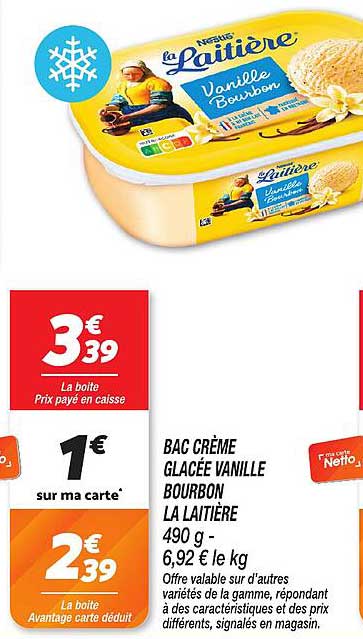 BAC CRÈME GLACÉE VANILLE BOURBON LA LAITIÈRE