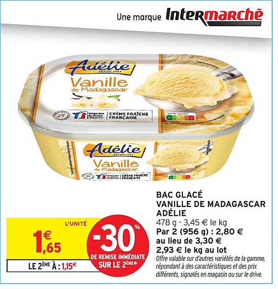 BAC GLACÉ VANILLE DE MADAGASCAR ADÉLIE
