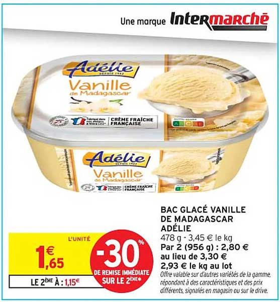 BAC GLACÉ VANILLE DE MADAGASCAR ADÉLIE