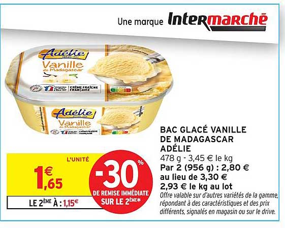 BAC GLACÉ VANILLE DE MADAGASCAR ADÉLIE
