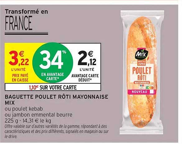 BAGUETTE POULET RÔTI MAYONNAISE MIX