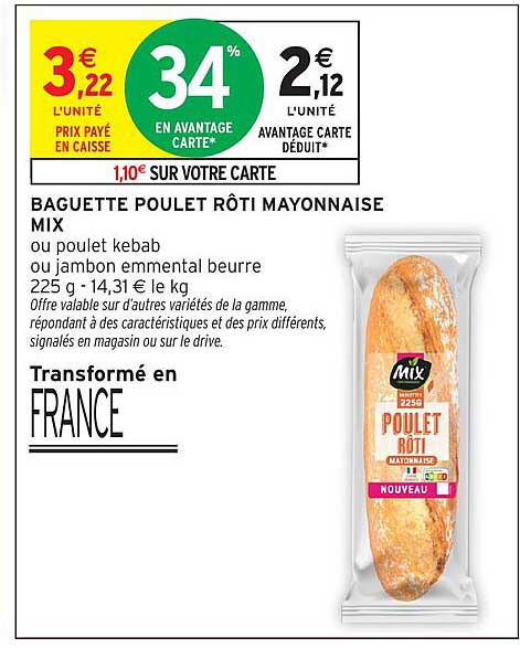 BAGUETTE POULET RÔTI MAYONNAISE MIX
