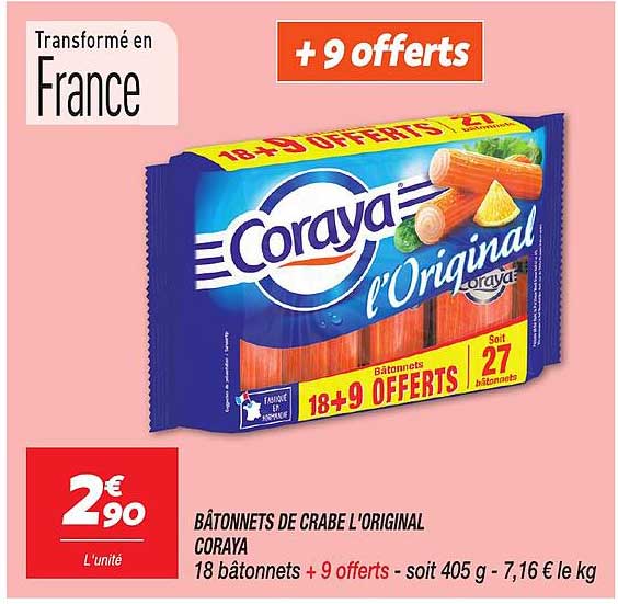 BÂTONNETS DE CRABE L'ORIGINAL CORAYA