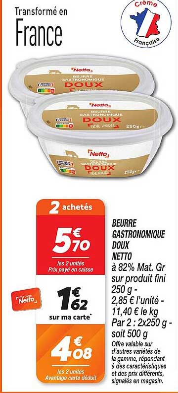BEURRE GASTRONOMIQUE DOUX NETTO