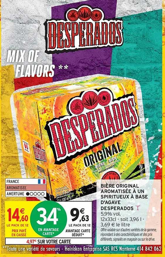 Bière Original Aromatisée à Un Spiritueux à Base d'Agave Desperados