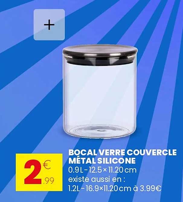 BOCAL VERRE COUVERCLE MÉTAL SILICONE