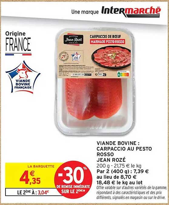 CARPACCIO DE BOEUF MARINADE PESTO ROSSO