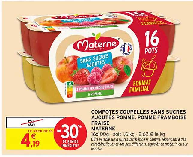COMPOTES COUPELLES SANS SUCRES AJOUTÉS POMME, POMME FRAMBOISE FRAISE