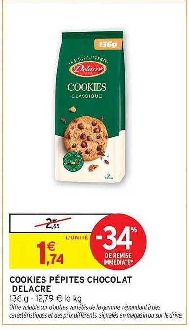 COOKIES PÉPITES CHOCOLAT DELACRE