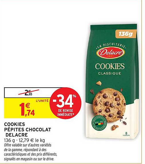 COOKIES PÉPITES CHOCOLAT DELACRE