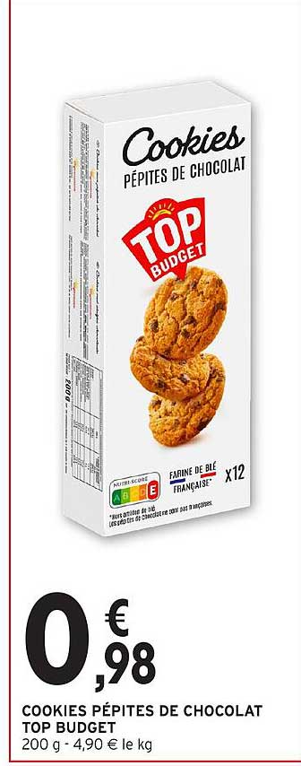 COOKIES PÉPITES DE CHOCOLAT TOP BUDGET