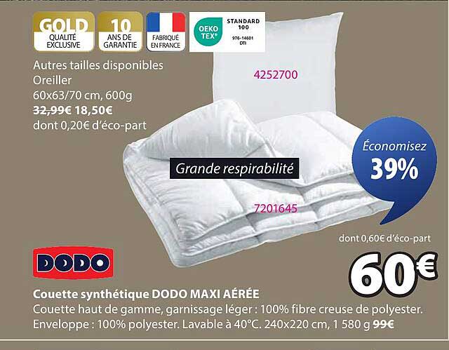 Couette synthétique DODO MAXI AÉRÉE