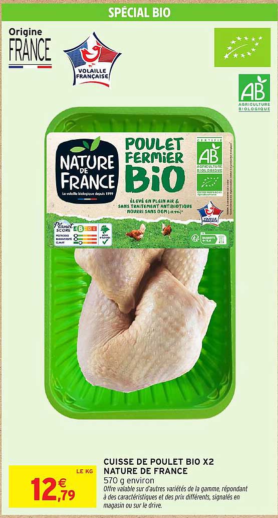 CUISSE DE POULET BIO X2 NATURE DE FRANCE