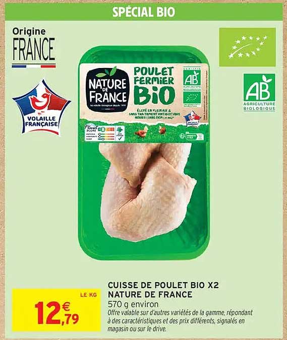 CUISSE DE POULET BIO X2 NATURE DE FRANCE