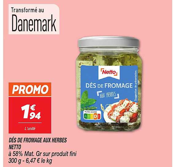 DÉS DE FROMAGE AUX HERBES NETTO