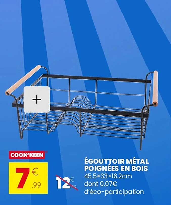 ÉGOUTTOIR MÉTAL POIGNÉES EN BOIS