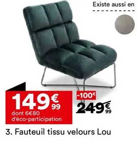 Fauteuil tissu velours Lou