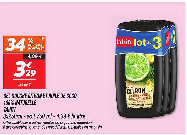 GEL DOUCHE CITRON ET HUILE DE COCO 100% NATURELLE