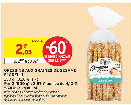 Gressins aux graines de sésame Florelli