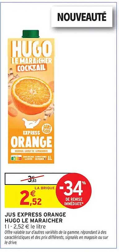 JUS EXPRESS ORANGE HUGO LE MARAÎCHER