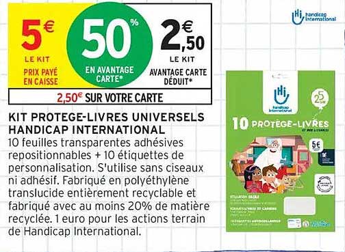 KIT PROTEGE-LIVRES UNIVERSELS HANDICAP INTERNATIONAL