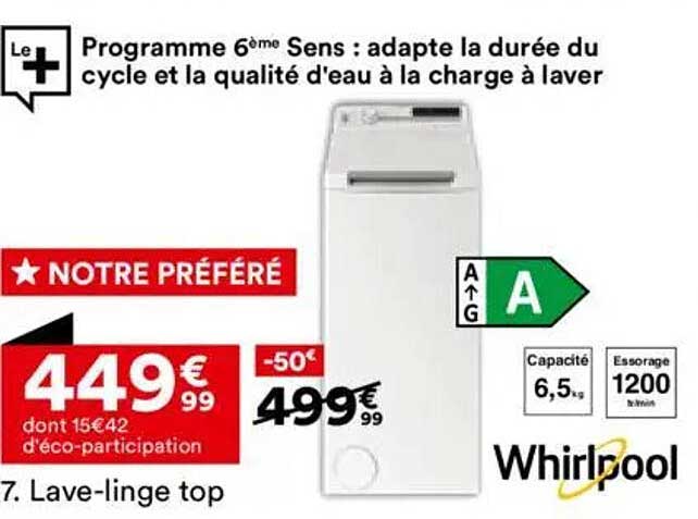Lave-linge top Whirlpool - Notre préféré