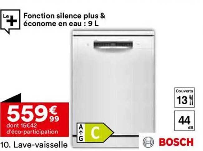Lave-vaisselle Bosch - Fonction silence plus & économie en eau : 9 L