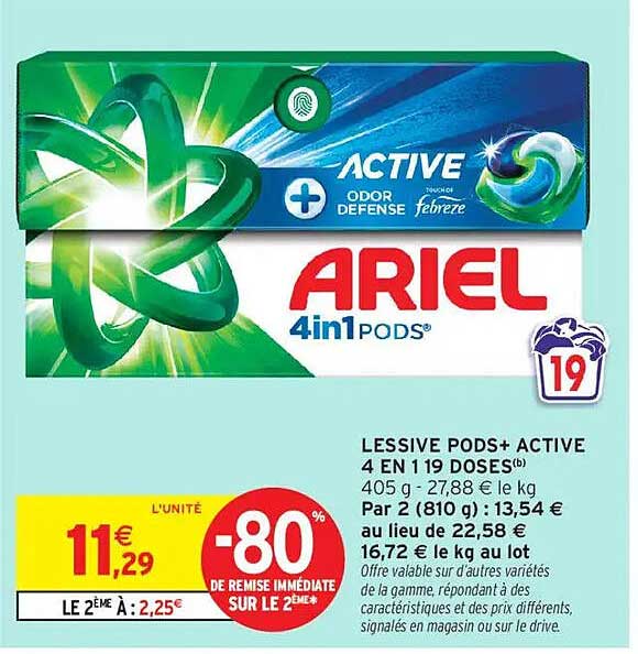 LESSIVE PODS+ ACTIVE 4 EN 1 19 DOSES