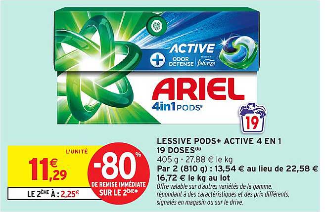 LESSIVE PODS+ ACTIVE 4 EN 1 19 DOSES