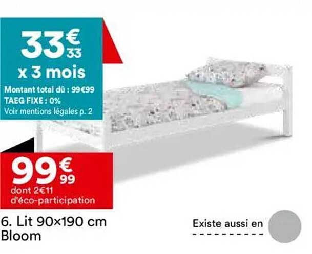 Lit 90x190 cm Bloom