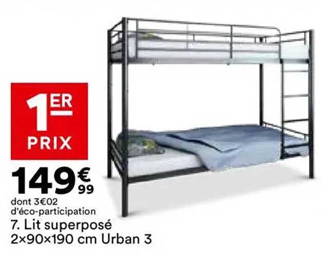 Lit superposé 2x90x190 cm Urban 3