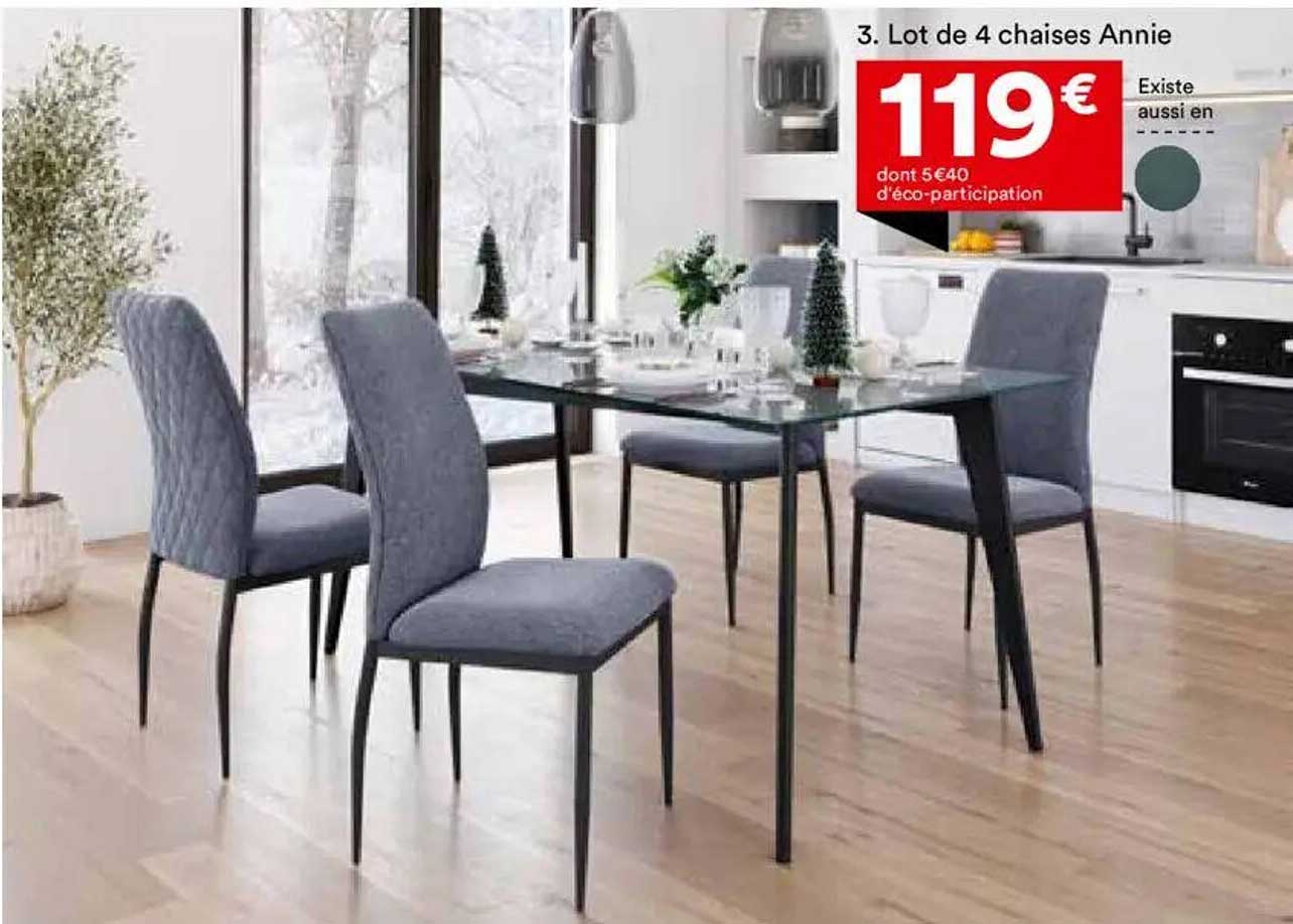 Lot de 4 chaises Annie