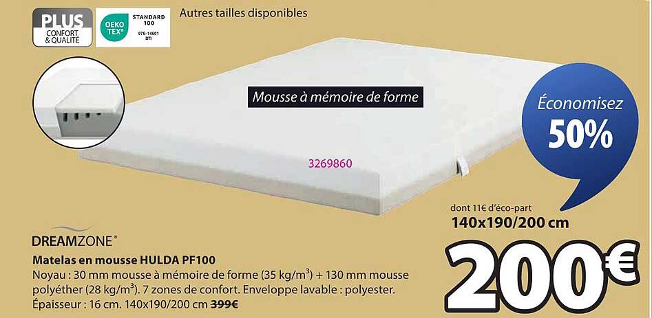 Matelas en mousse HULDA PF100