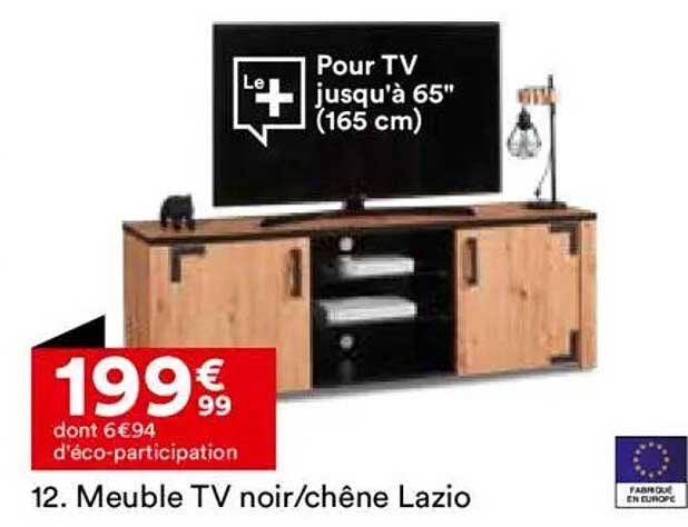 Meuble TV noir/chêne Lazio