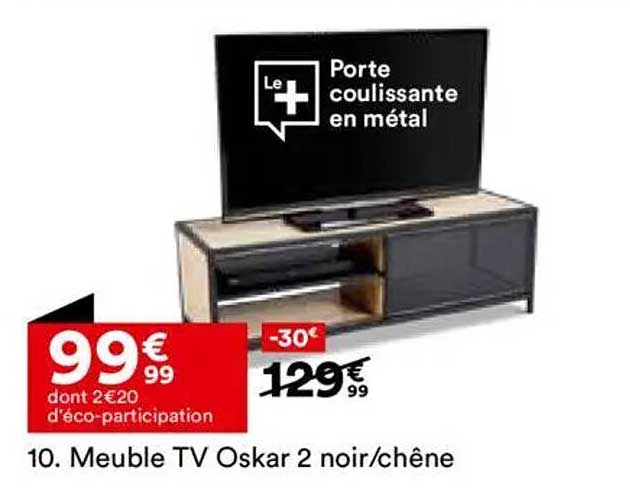 Meuble TV Oskar 2 noir/chêne