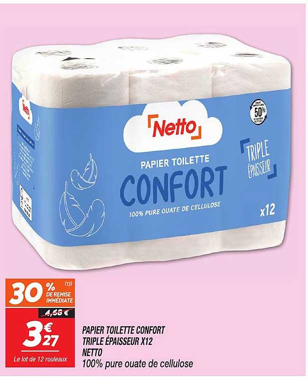 PAPIER TOILETTE CONFORT TRIPLE ÉPAISSEUR X12