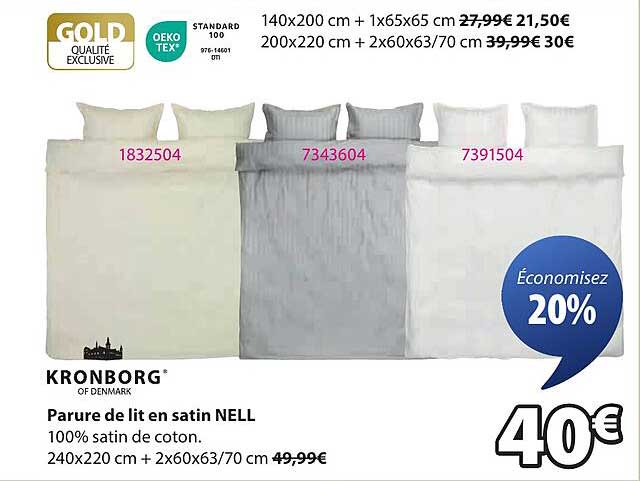 Parure de lit en satin NELL