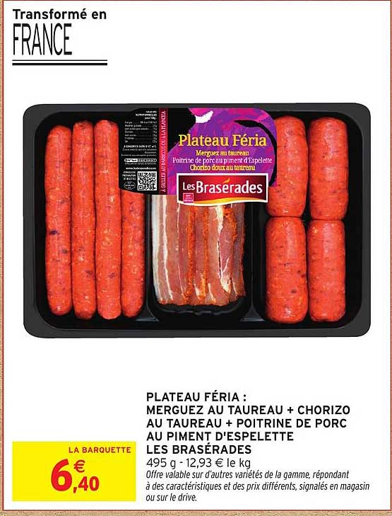 PLATEAU FÉRIA : MERGUEZ AU TAUREAU + CHORIZO AU TAUREAU + POITRINE DE PORC AU PIMENT D'ESPELETTE