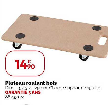 Plateau roulant bois