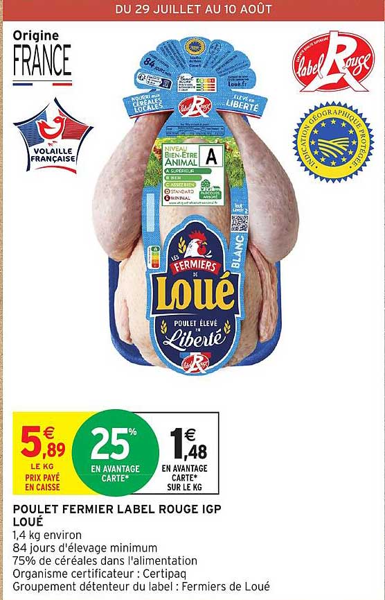 POULET FERMIER LABEL ROUGE IGP LOUE
