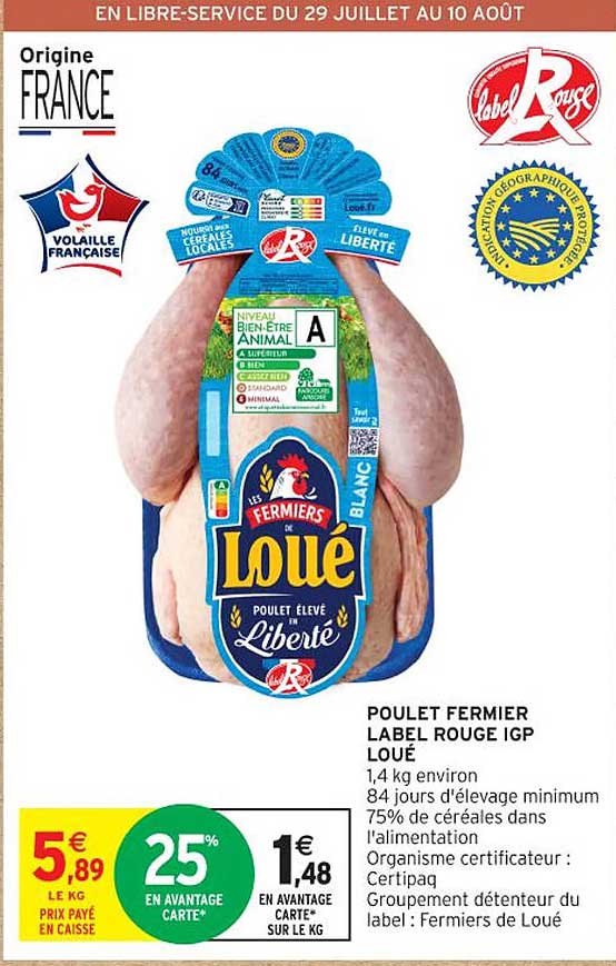 POULET FERMIER LABEL ROUGE IGP LOUE