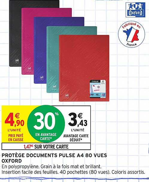 PROTÈGE DOCUMENTS PULSE A4 80 VUES OXFORD